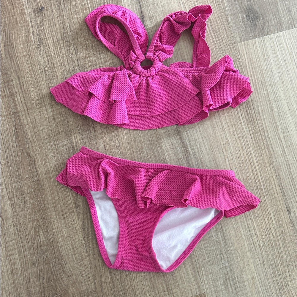 Janie and Jack Pink Ruffled Bikini Set